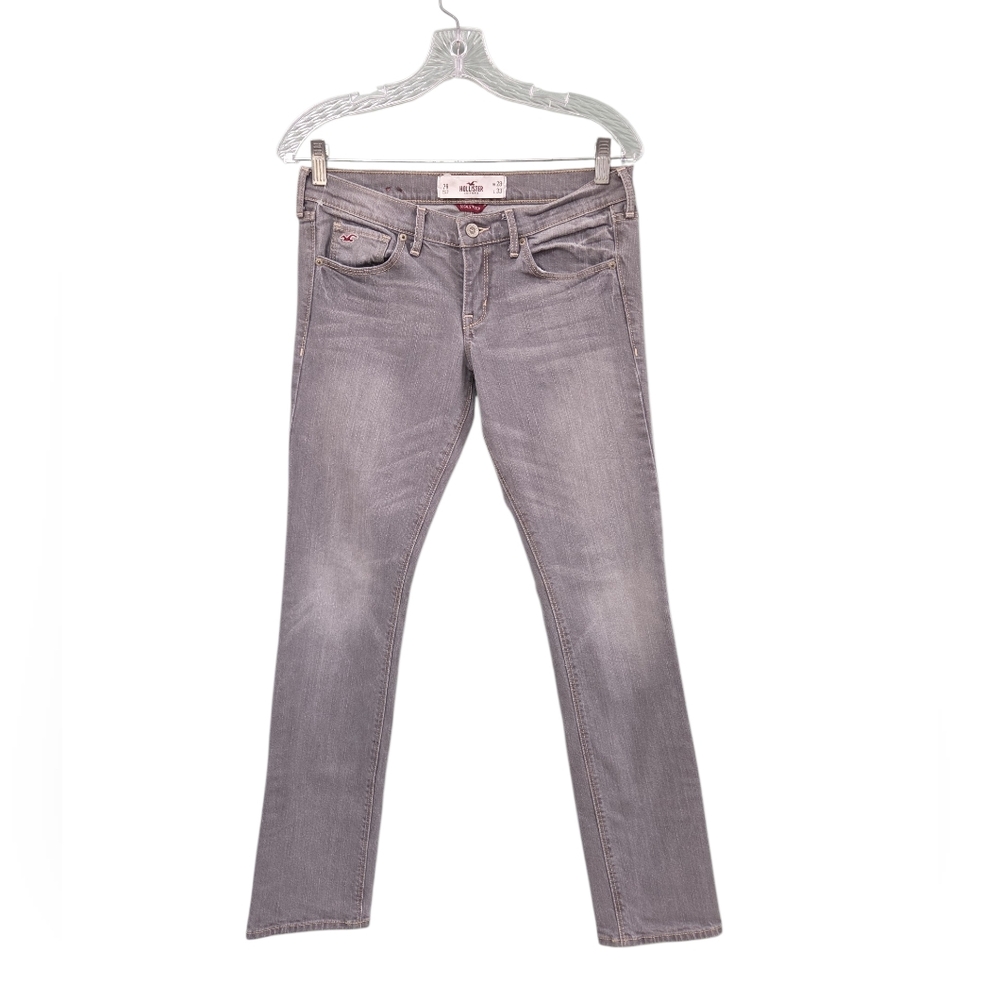 Hollister Womens Grey Social Stretch Low Rise Straight Jeans Size 28in Casual